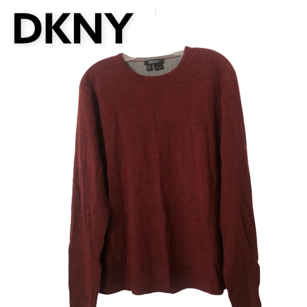 DKNY Long Sleeve Pullover Wool Sweater Maroon L
